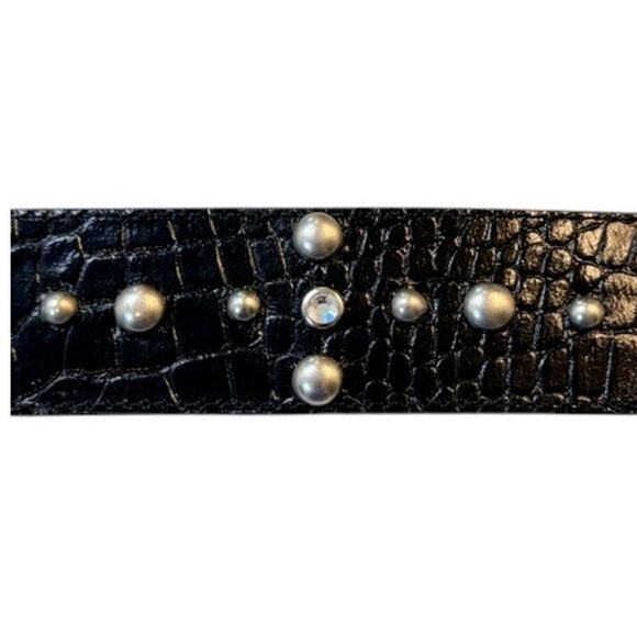 Vintage Leatherock Black Leather Statement Belt | Ornate Buckle | Made in USA main image 7
